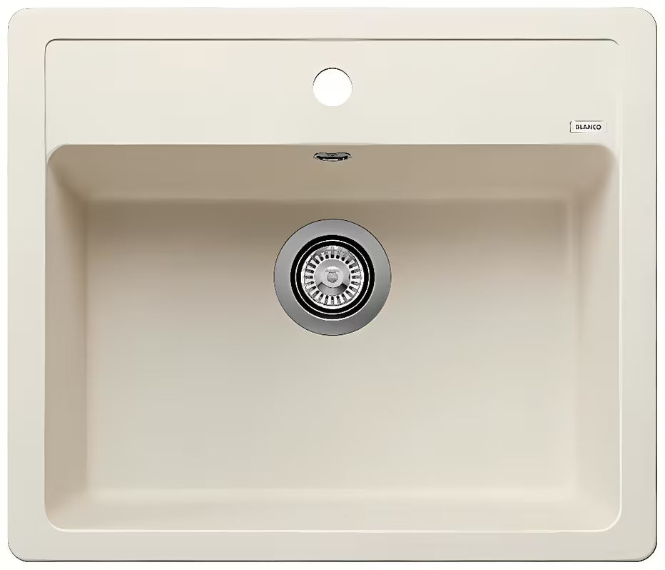 Granitno kuhinjsko enojno korito Blanco Legra 6 v beli barvi soft pro montaža za delovni pult