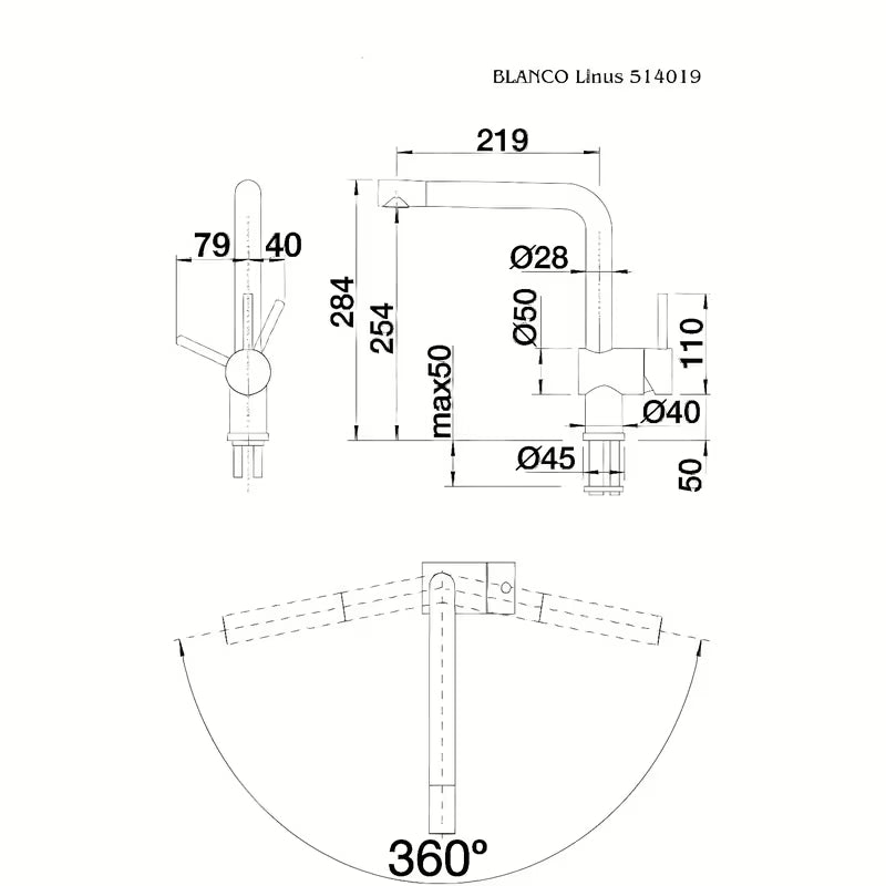 Blanco Linus armatura za pomivalno korito u antracit boji s površinom Silgranit-look i zakretnim izljevom