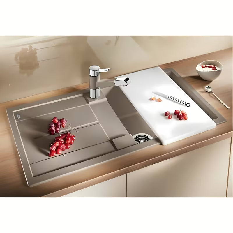 Granitni pomivalno korito Blanco Metra 5 S z odcejalnikom u boji tartufo pro ugradnja odozgo