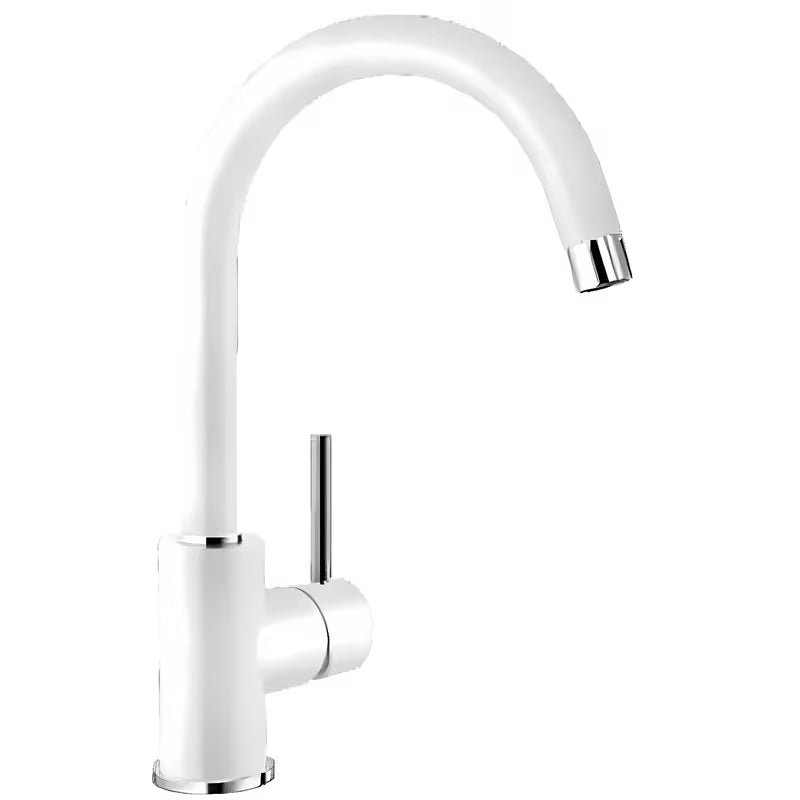 Bijela enoročna stoječa armatura za pomivalno korito Blanco Mida s sa zakretnim izljevom i površinom Silgranit-look