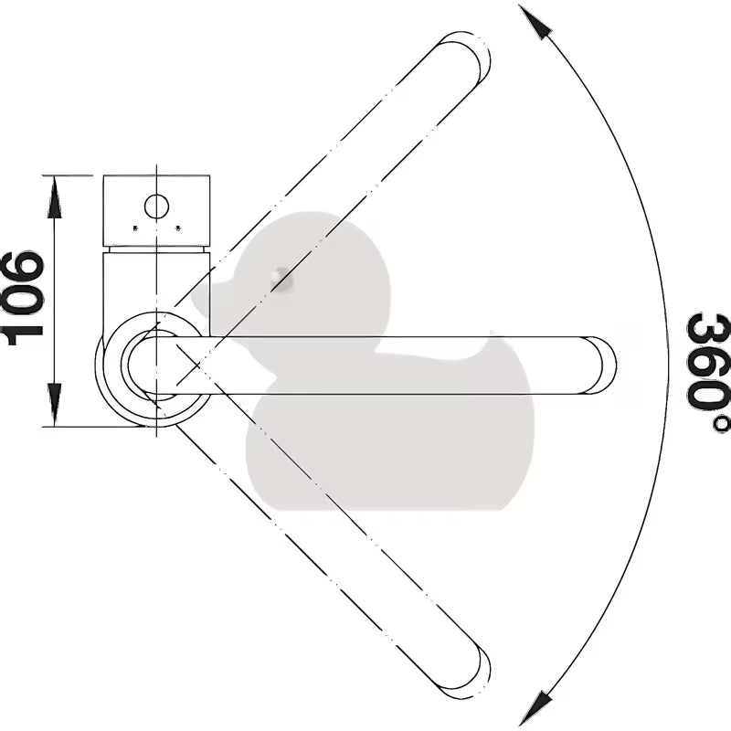 Kromirana enoročna stoječa armatura za pomivalno korito Blanco Mida s sa zakretnim izljevom i zaobljenim dizajnom.