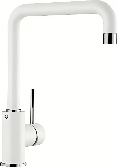 Bijela enoročna stoječa armatura za pomivalno korito Blanco Mili s mat površinom Silgranit Look