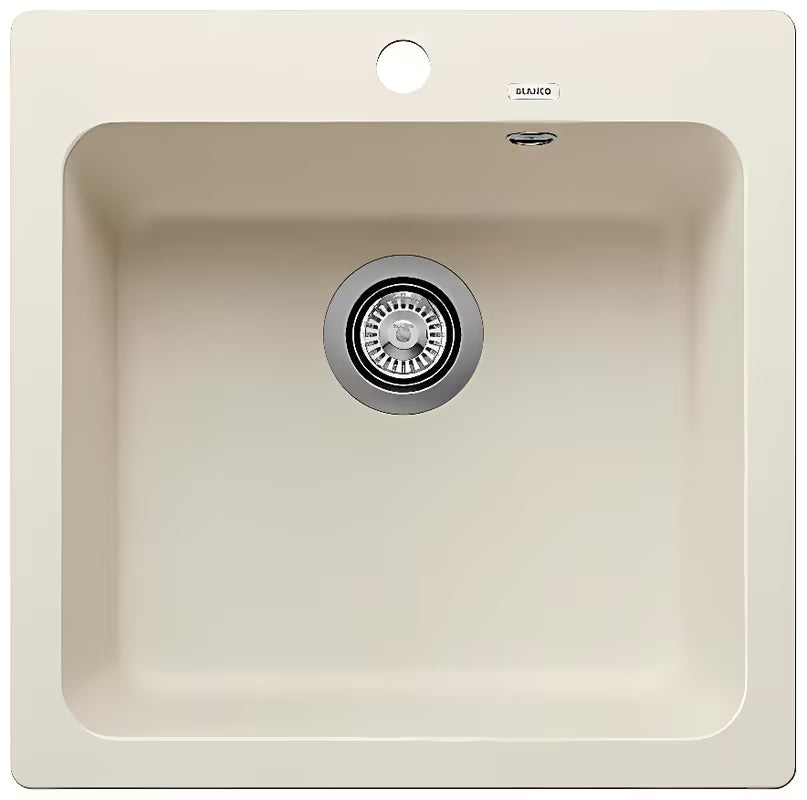 Granitno kuhinjsko enojno korito Blanco Naya 5 v beli barvi soft pro montaža za delovni pult.
