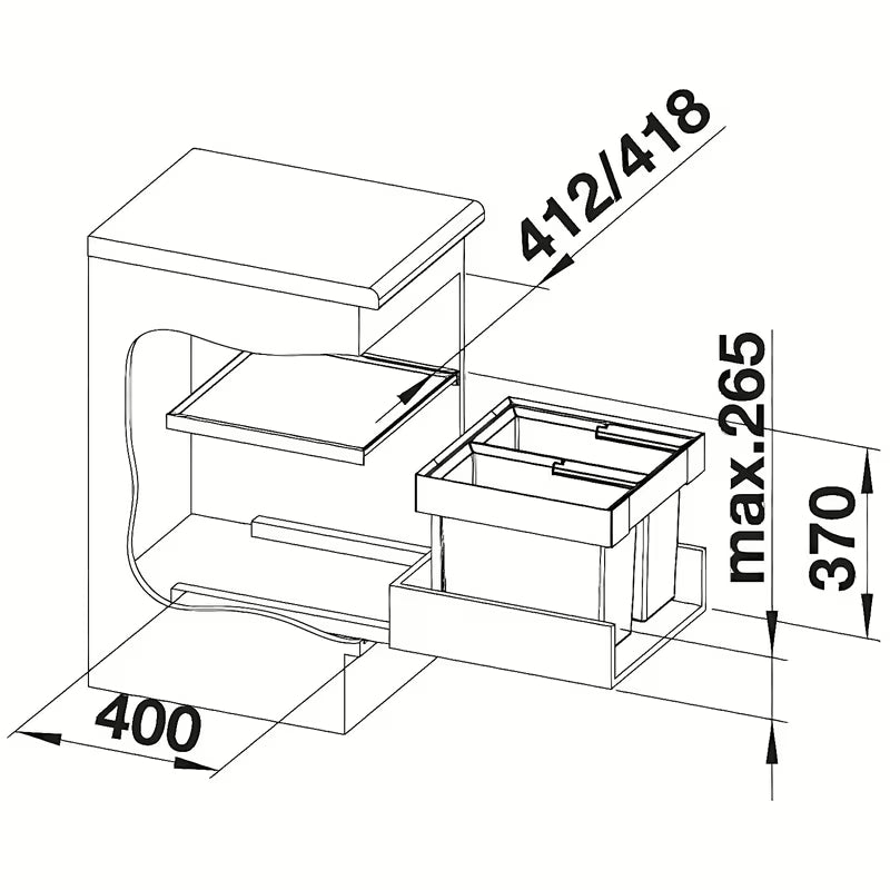Koš za Smeti sorter Blanco Flexon II modernog dizajna pro za kuhinjski ormarić od 45 cm.
