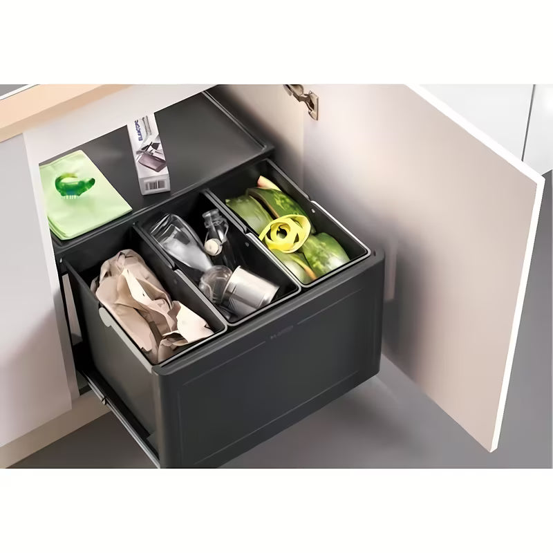 Sivi koš za smeti Blanco sorter s automatskim izvlačenjem za kuhinjski ormarić