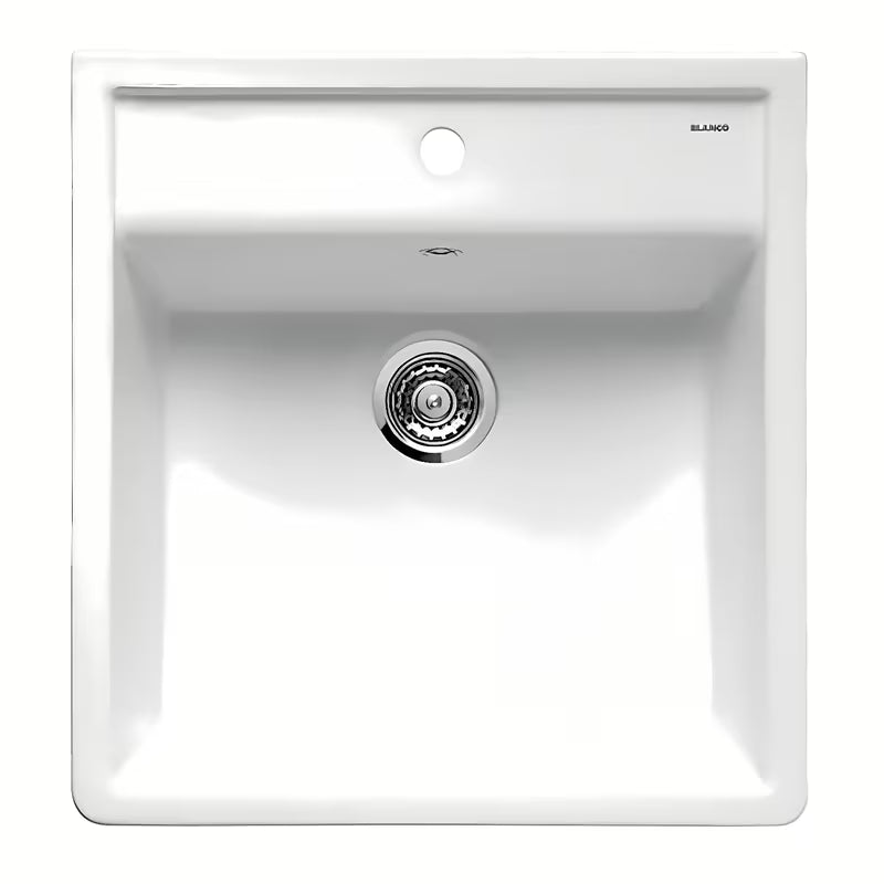 Keramični pomivalno korito Blanco Panor 60 v sijoče beli barvi pro za zgornjo montažo za delovni pult.