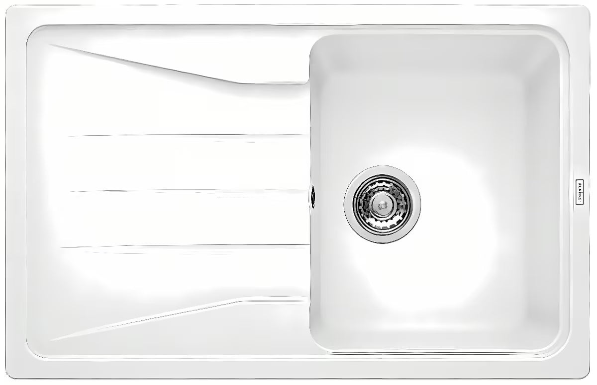 Bijeli granitni pomivalno korito Blanco Sona 45 S ocjednom plohom pro ugradnja odozgo na pult.