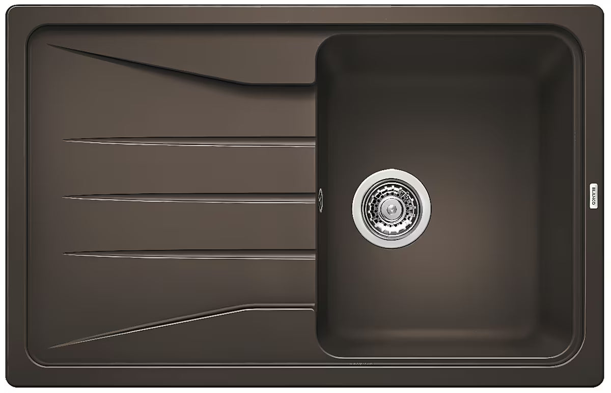 Granitni pomivalno korito Blanco Sona 45 S ocjednom plohom, ugradnja odozgo, boja kava.