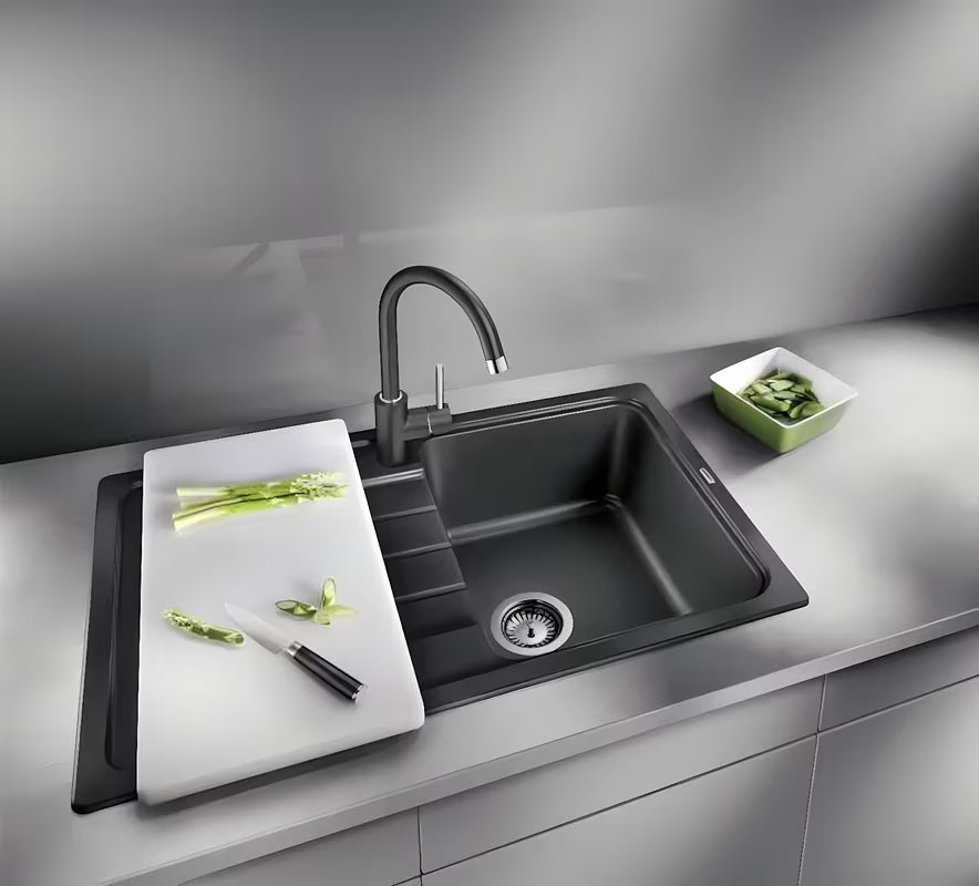 Granitni pomivalno korito Blanco Sona 45 S ocjednom plohom, ugradnja odozgo, boja kava.