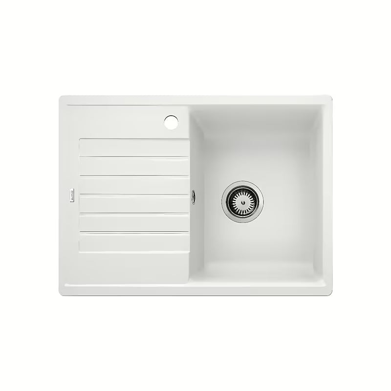 Beli granitni pomivalno korito Blanco Zia 45 S Compact z odcejalnikom pro za vgradnjo od zgoraj