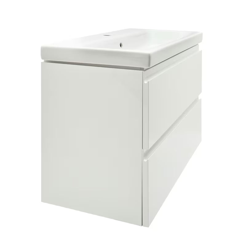 Cersanit Dormo viseča omarica s keramičnim umivalnikom v beli sijajni izvedbi 80x37,5x62 cm