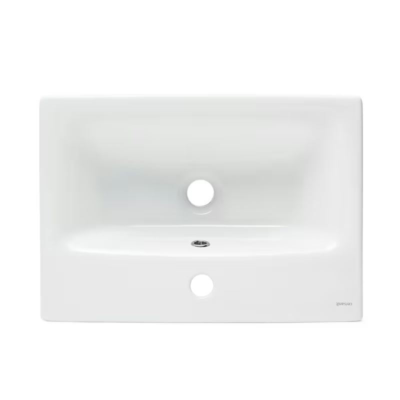 Cersanit Dormo viseča omarica s keramičnim umivalnikom v beli sijajni izvedbi 50x34,5x63 cm