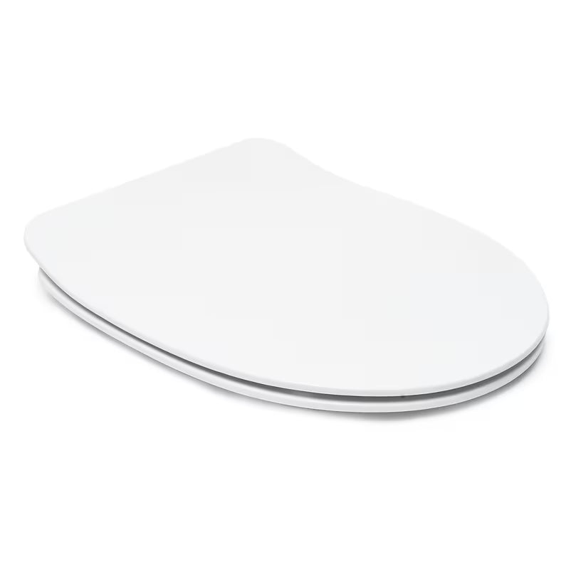 Bijelo viseča WC školjka Cersanit Dormo s bezrubnim izvedbom i sjedalom mehko Zapiranje Soft Close