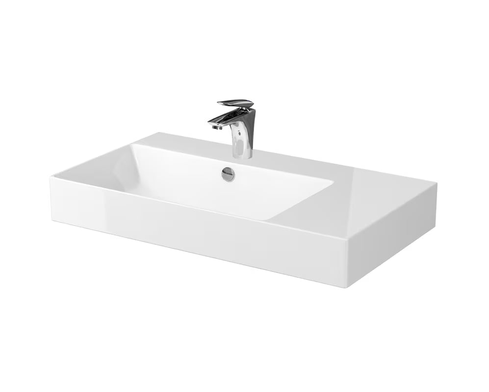 Bijeli viseče pohištveni umivalnik Cersanit Inverto od keramike, dimenzija 80,5x45,5 cm