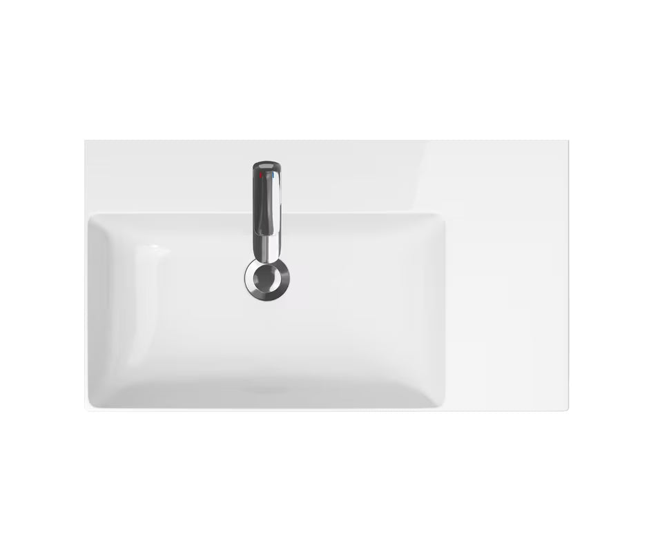 Bijeli viseče pohištveni umivalnik Cersanit Inverto od keramike, dimenzije 80,5x45,5 cm