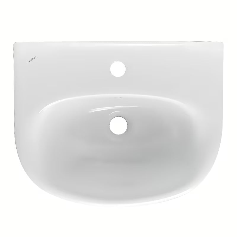 Beli viseče keramični umivalnik Fayans Neo 55 x 44 cm z odprtino pro za armaturo na sredini