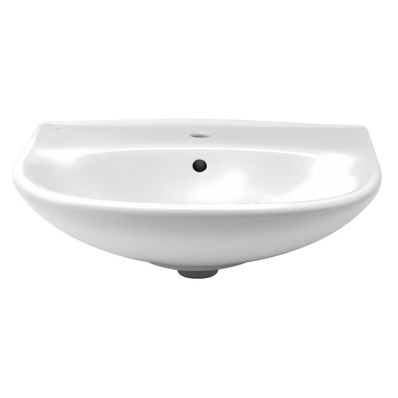 Bijeli viseče keramički umivaonik Fayans Neo s otvorom za pro slavinu u sredini, 60x47 cm.