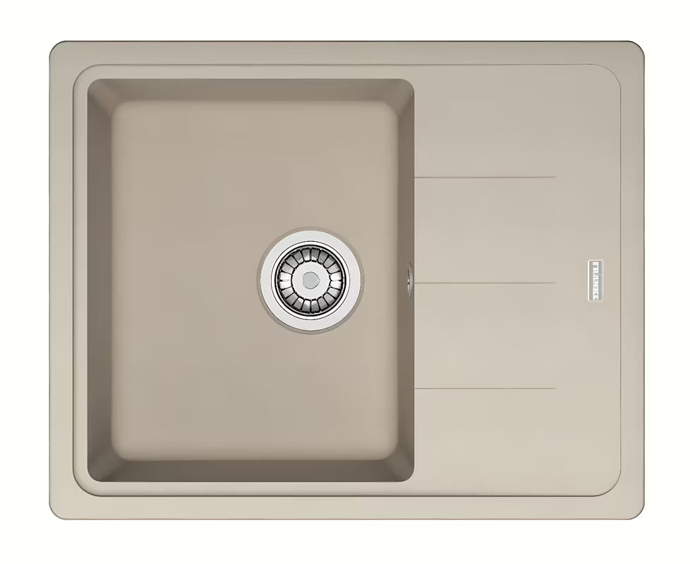 Granitni pomivalno korito Franke BFG 611-62 z odcejalnikom v barvi sahara pro montaža za delovni pult.