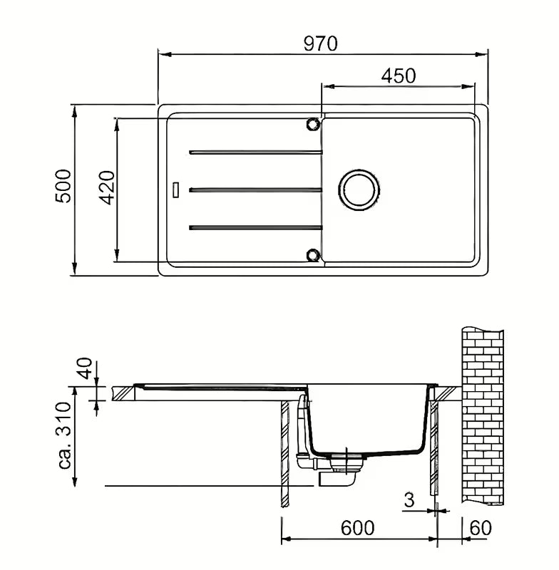 Granitni pomivalno korito Franke BFG 611 s reverzibilnom ocjednom plohom u boji pješčani melir