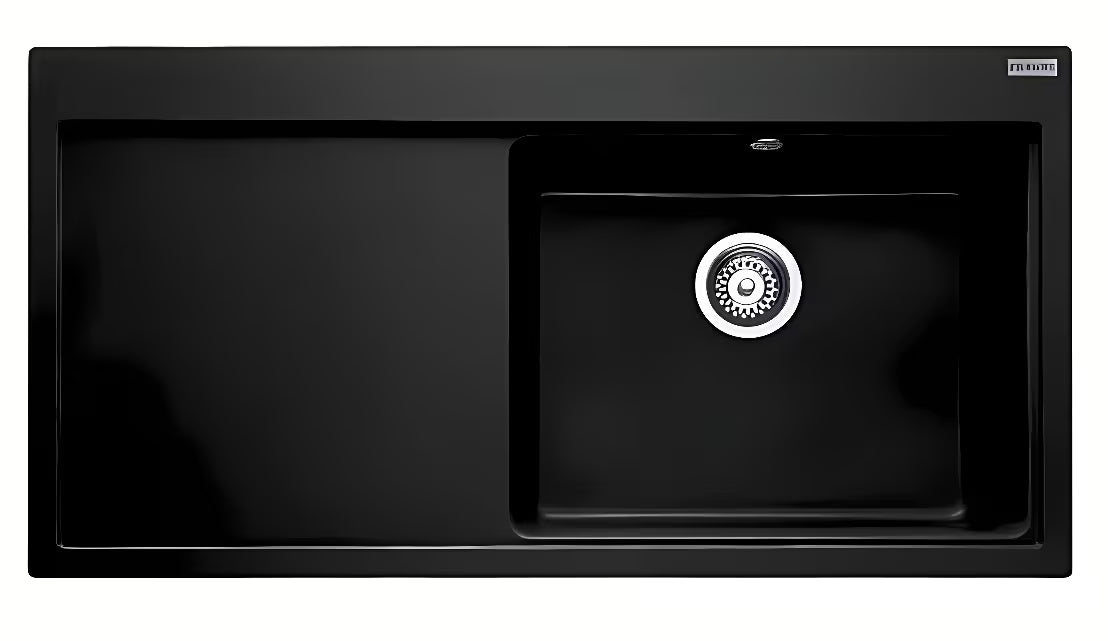 Granitni pomivalno korito Franke s ocjednom plohom u boji oniks, korito desno, ugradnja odozgo