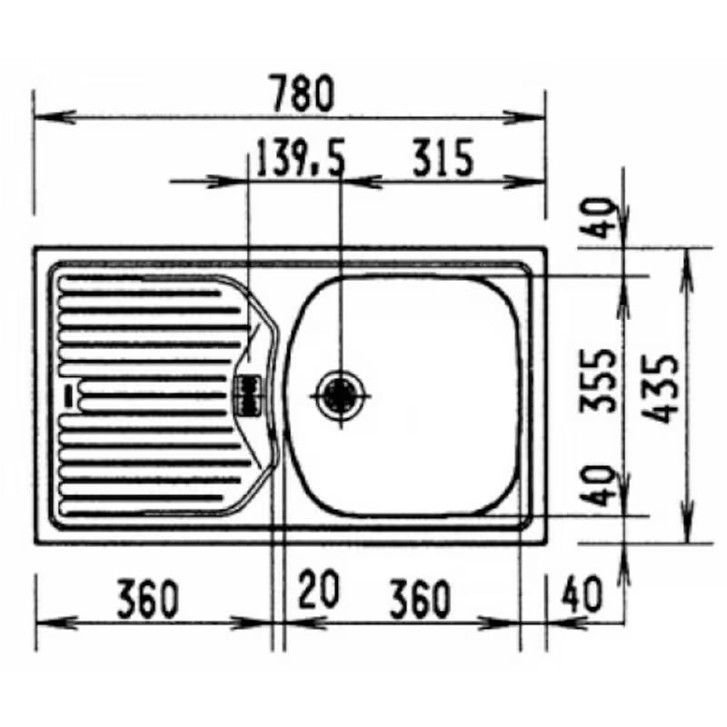 Inox pomivalno korito Franke Eurostar ETN 614 z odcejalnikom pro ugradnja za delovni pult