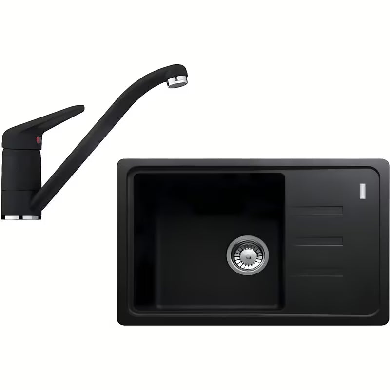 Set Franke granitni pomivalno korito s ocjednom plohom i jednoručnom slavinom u boji oniks