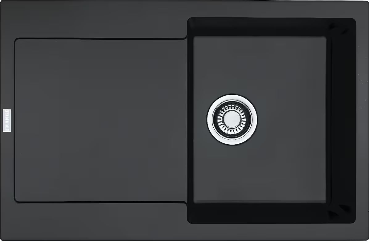 Granitni pomivalno korito Franke MRG 611 s reverzibilnim ocjeđivačem u boji oniks pro ugradnja na pult.