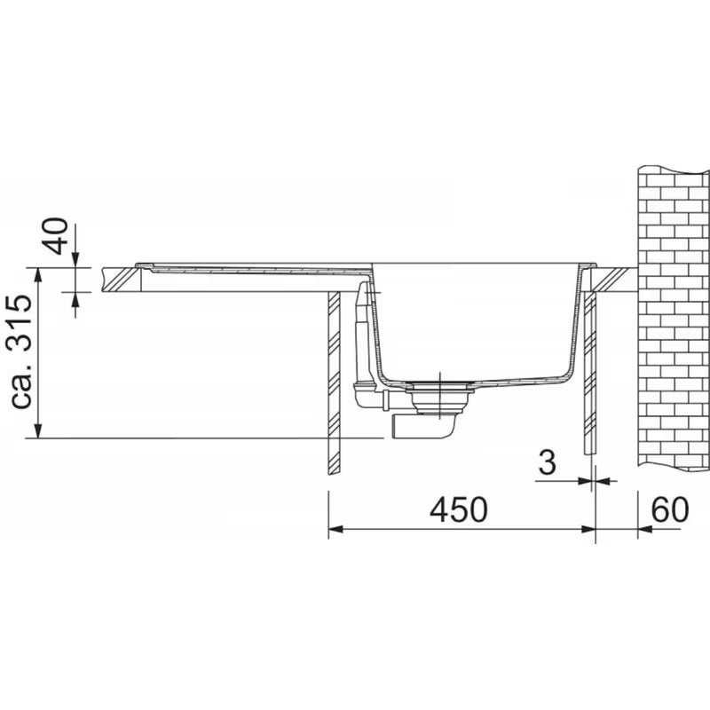 Granitni pomivalno korito Franke MRG 611 s reverzibilnim ocjeđivačem u boji oniks pro ugradnja na pult.