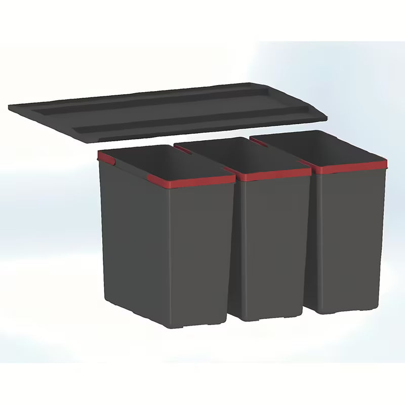 Vgradni koš za smeti Franke sorter s tri crne kante za ladicu s punim izvlačenjem
