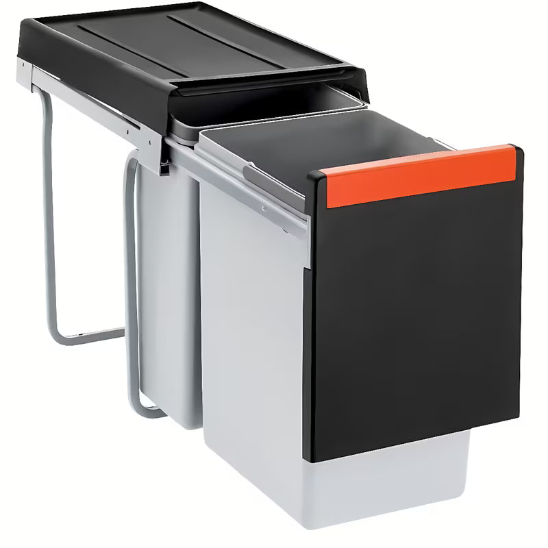 Koš za Smeti sorter Franke Cube 30 s ručnim izvlačenjem i spremnicima od 20 l i 10 l u crnoj i sivoj boji