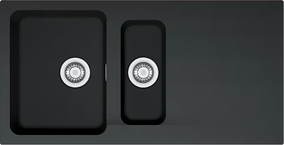 Franke Oid 651 tectonitni pomivalno korito za delovni pult s reverzibilnom ocjednom plohom u crnoj mat boji.