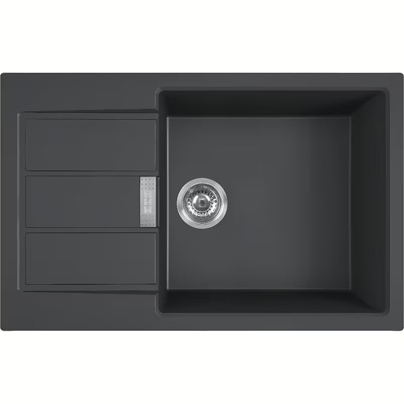 Crni pomivalno korito Franke Sirius 2 od materijala Tectonite z odcejalnikom pro za nadgradnu ugradnju