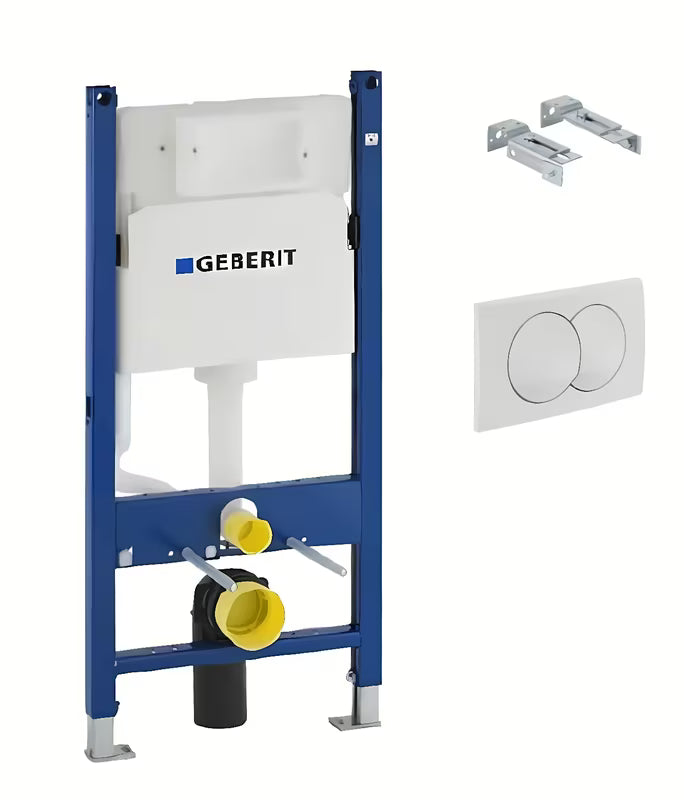 Geberit Duofix Delta komplet pro viseča WC školjka s podometnim splakovalnikom in belim tipkalom Delta 01
