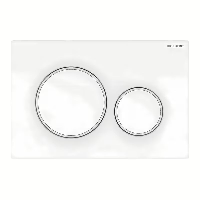 Bijele aktivirna tipka Geberit Sigma20 pro podžbukne vodokotliće Geberit Sigma s dvokoličinskim ispiranjem.