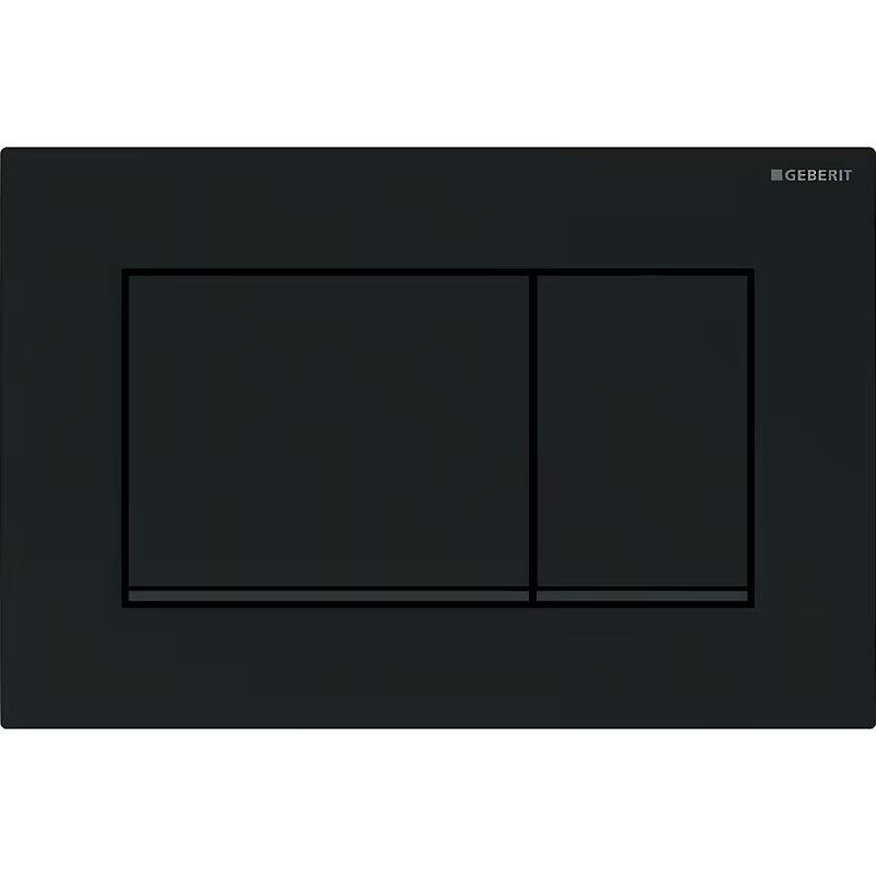 Crne aktivirna tipka Geberit Sigma pro za podžbukni vodokotlić, sjajne s mat prugom.
