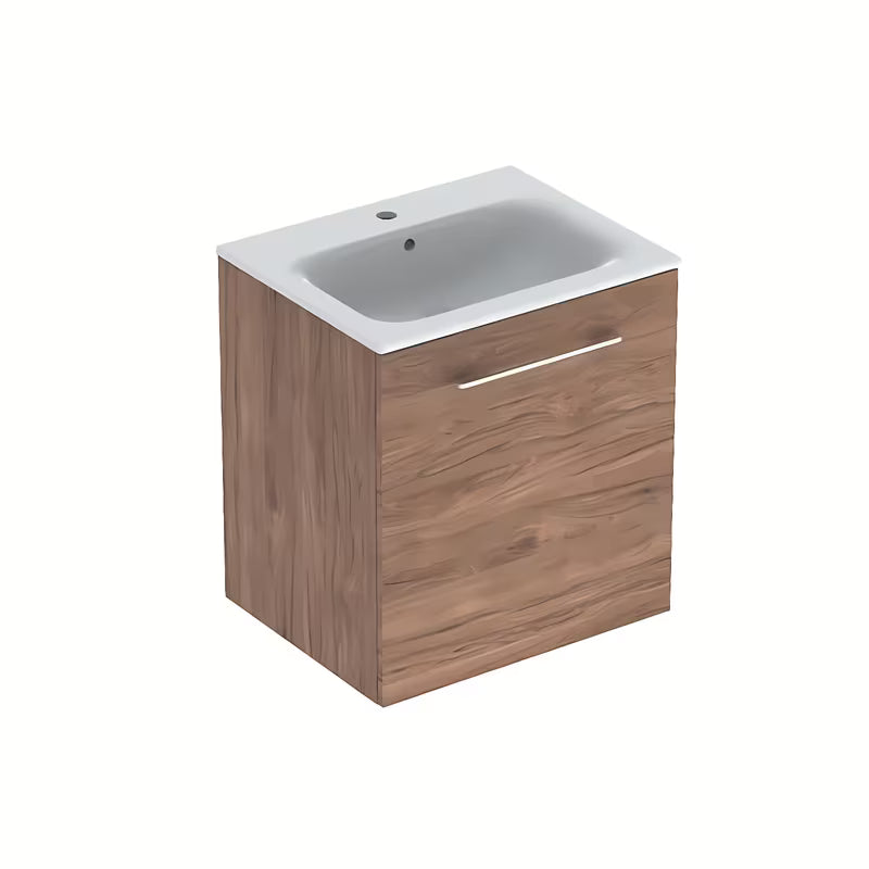 Viseča omarica s keramičnim umivalnikom Geberit Selnova v dekorju oreh hickory 60x50,2x65,2 cm