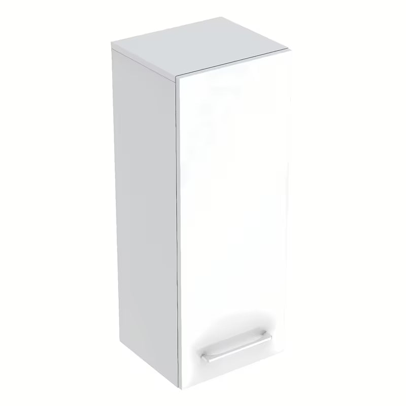 Bela viseča kopalniška omarica Geberit Selnova 33x29,7x85 cm s sijajno lakirano površino