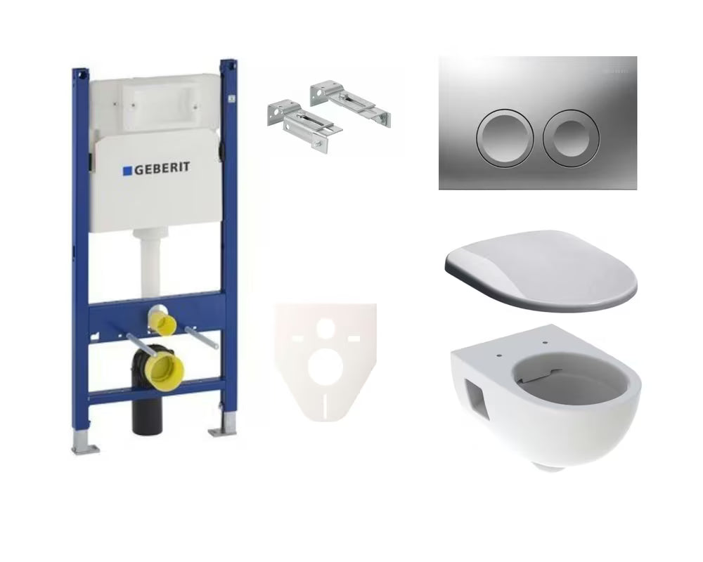 Viseči WC set Geberit Selnova z izplakovalnikom Geberit Delta pro za sodobno kopalnico
