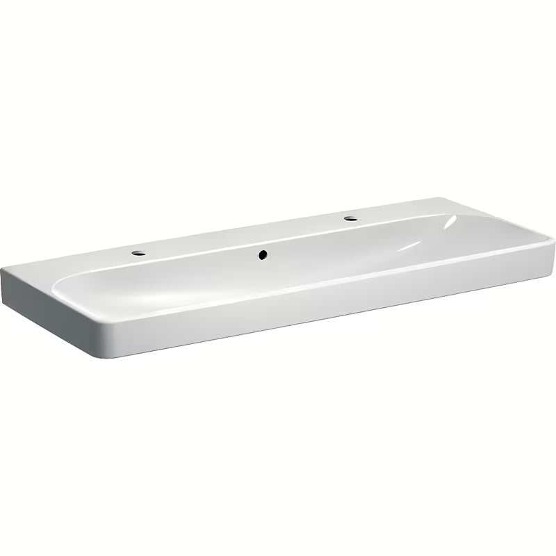 Geberit Smyle Square viseči umivalnik 120x48 cm iz bele keramike z dvema odprtinama pro armaturo