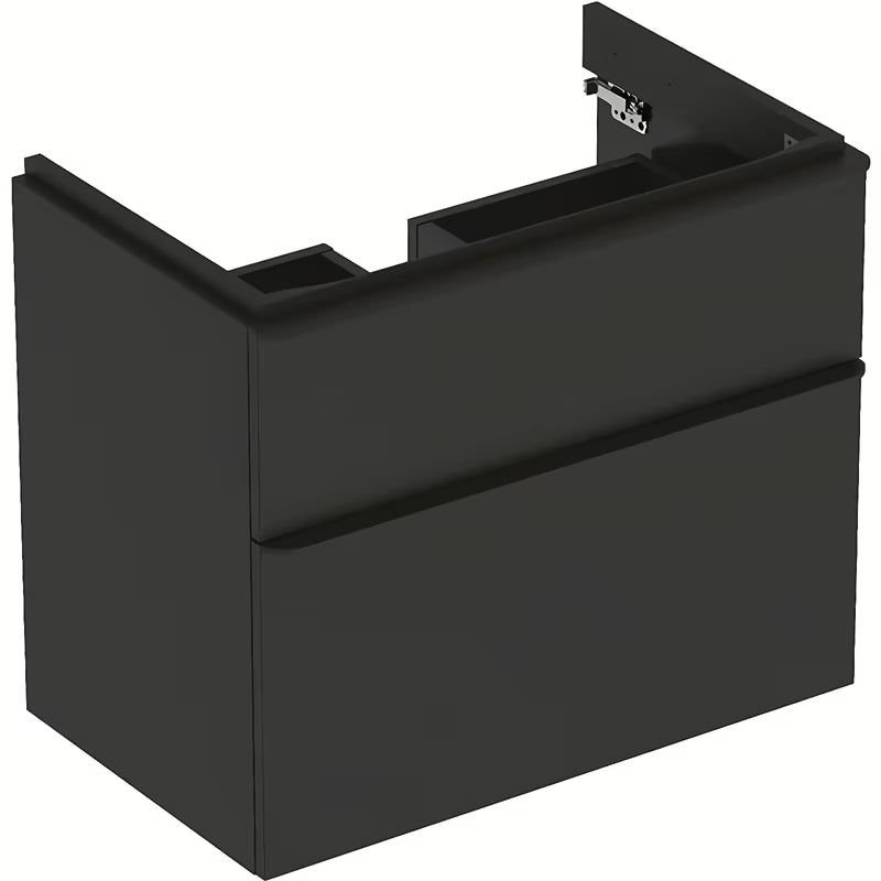 Viseča omarica pod umivalnikom Geberit Smyle Square v antracitnem dekorju lava, 73,4x62x47 cm.