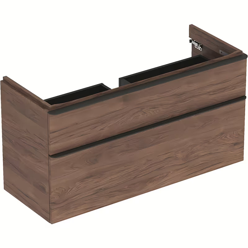 Viseča omarica pod umivalnikom Geberit Smyle Square v dekorju oreh, 118,4x62x47 cm.