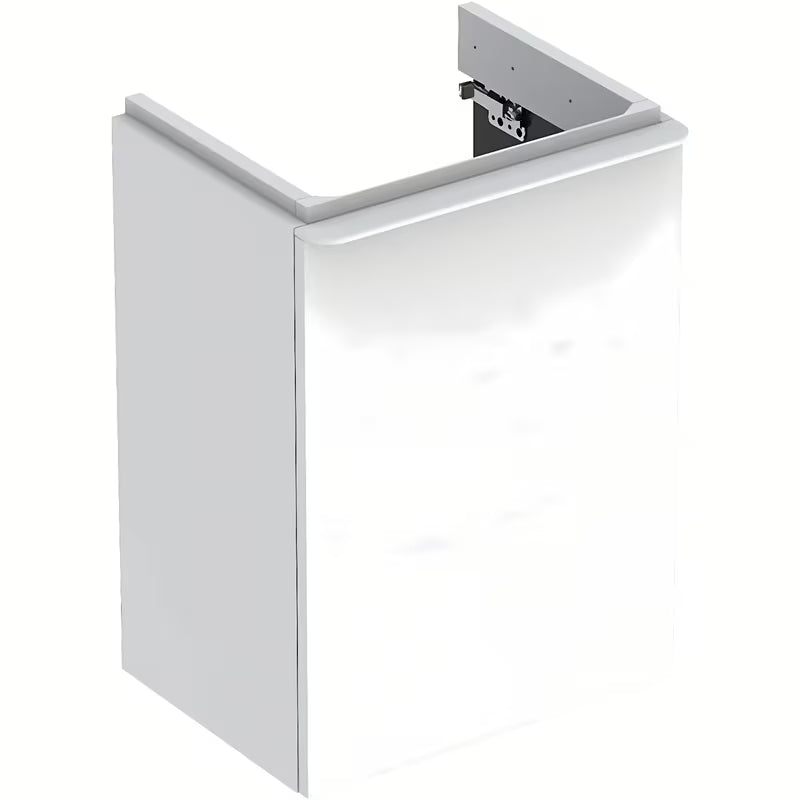Bijela viseča omarica pod umivalnikom Geberit Smyle Square s desnim otvaranjem vratašca