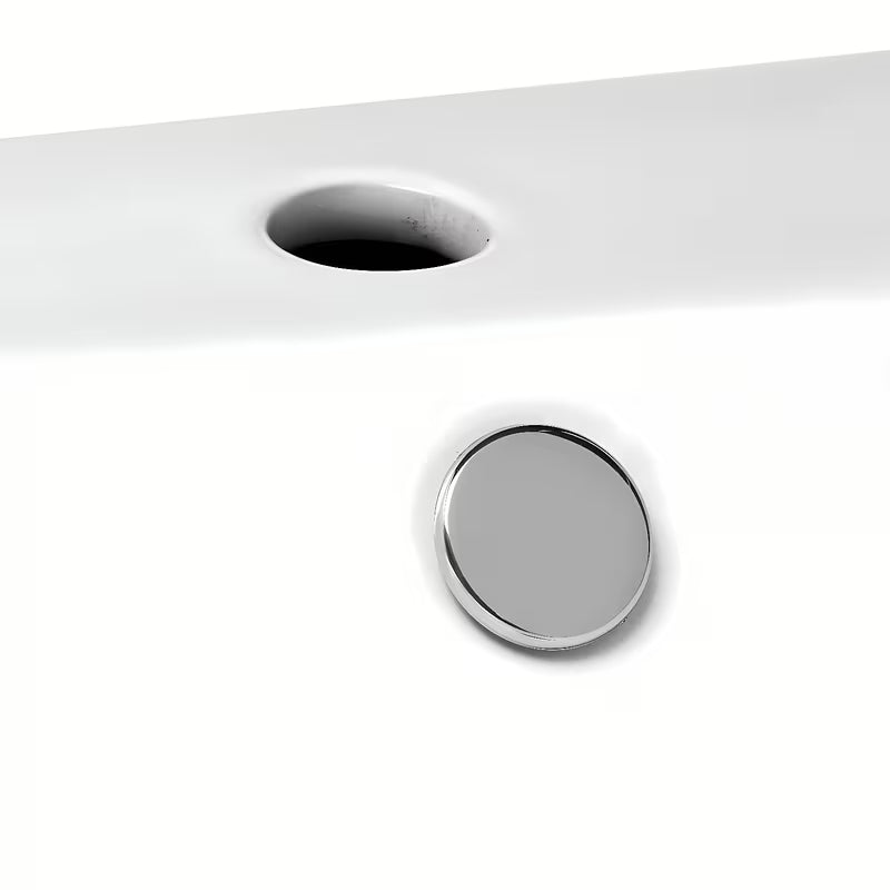 Bijeli keramički četvrtasti umivalnik Glacera Bigio s preljevom i otvorom pro za slavinu u sredini