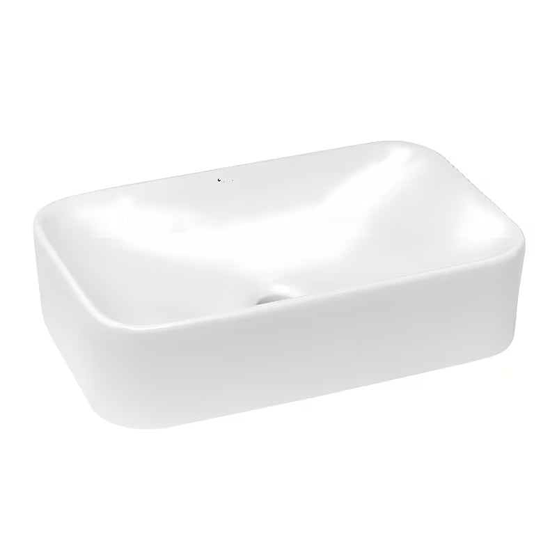 Bijeli keramički umivalnik na ploščo Glacera Vallone 49 x 30 cm brez preliva zaobljenog oblika.