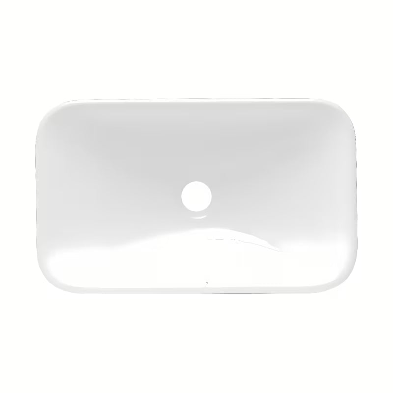 Bel keramični umivalnik na ploščo Glacera Vallone 49 x 30 cm brez preliva z zaobljeno obliko.