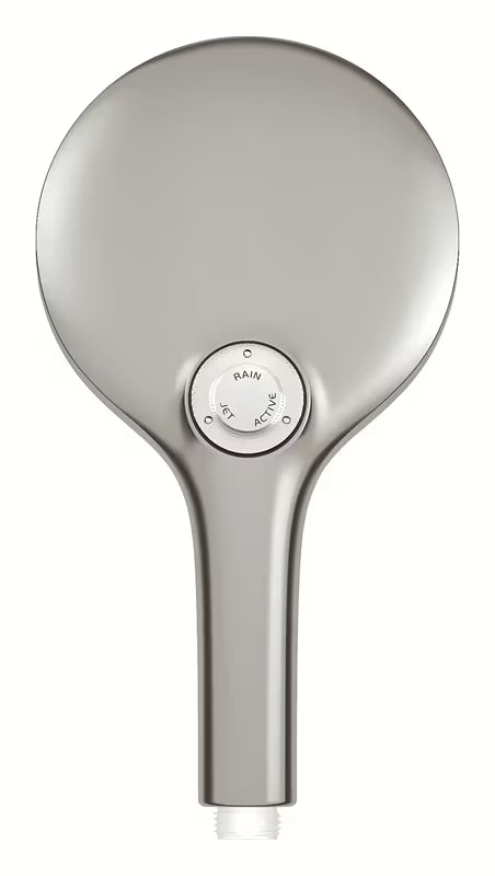 Ročna prha Grohe Rainshower 130 SmartActive v izvedbi supersteel s tremi vrstami curka