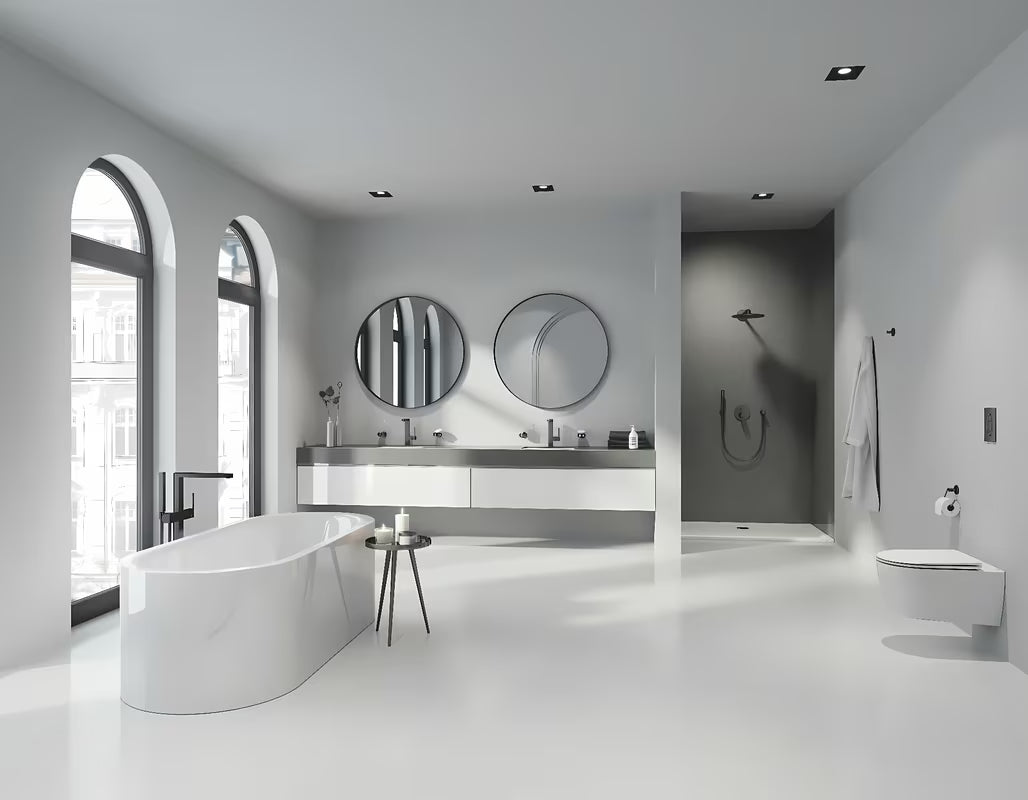 Splakovalni tipka Grohe Arena Cosmopolitan S v barvi krtačeno Hard Graphite pro podometne splakovalniki