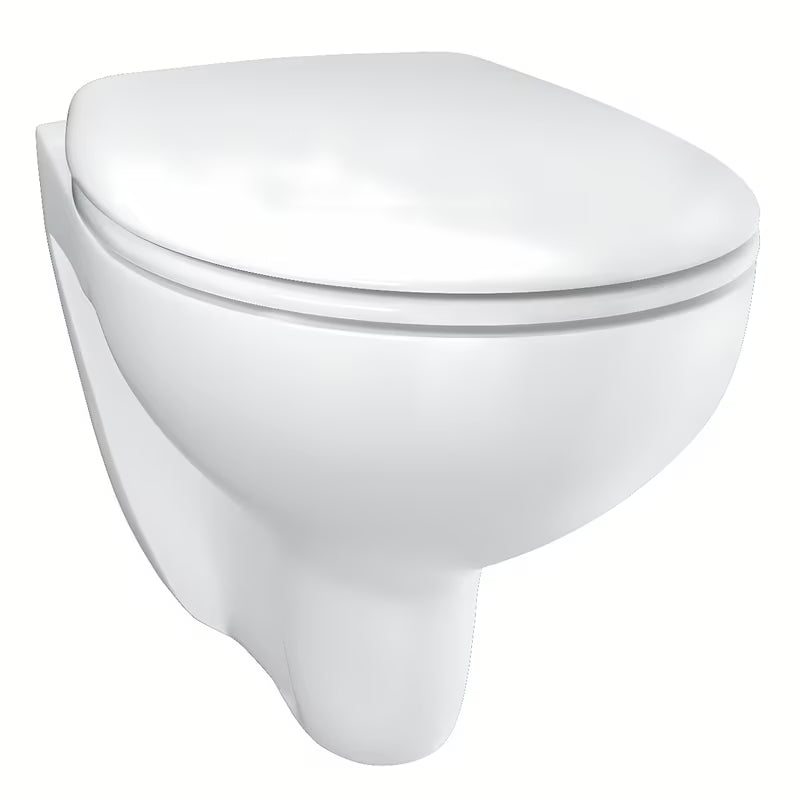 Viseča WC Školjka Grohe Bau Ceramic v barvi Alpine White z rimless zasnovo in sedežem mehko Zapiranje Soft Close