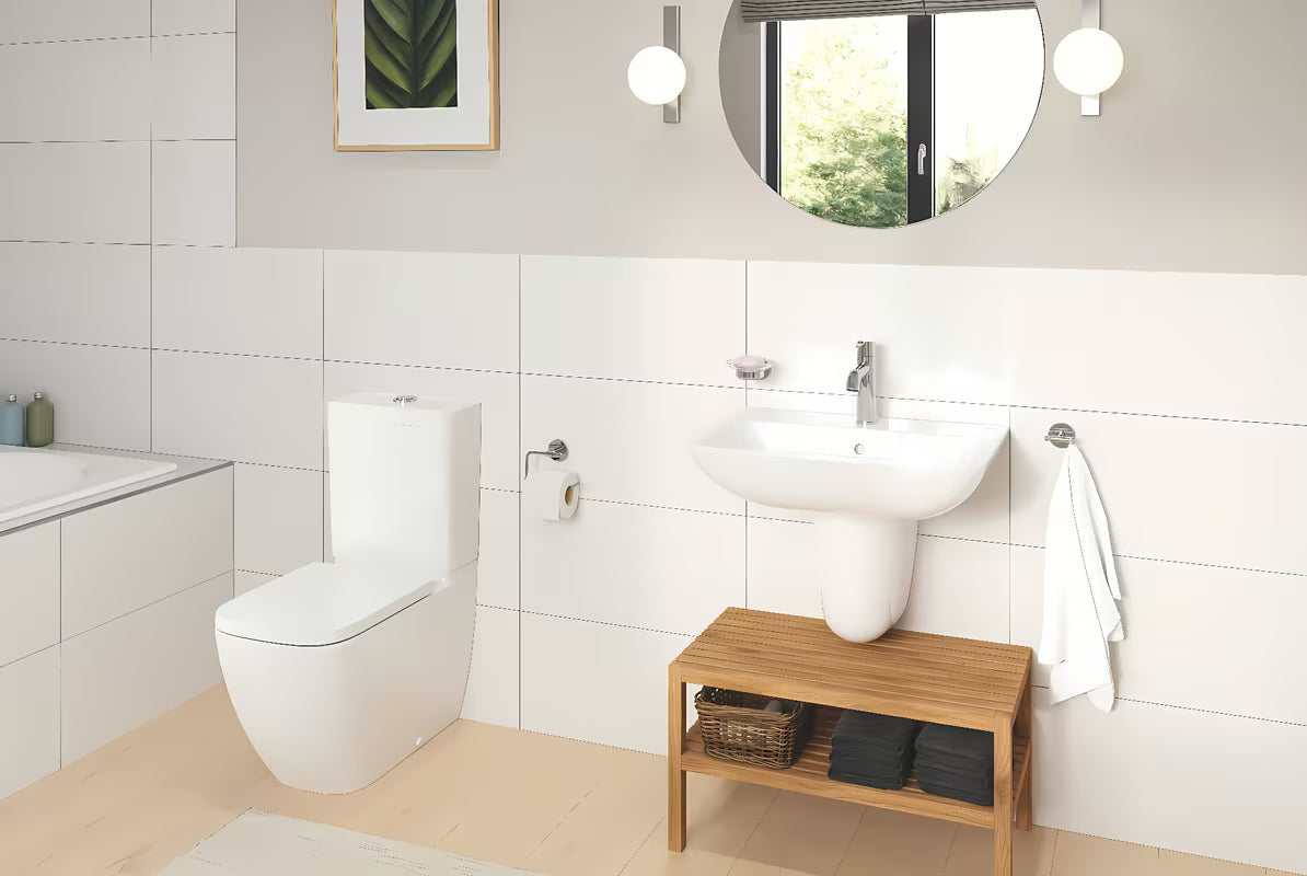 Polstebriček za umivalnik pro Grohe Bau Ceramic v alpsko beli barvi pro za prekrivanje sifona in cevi