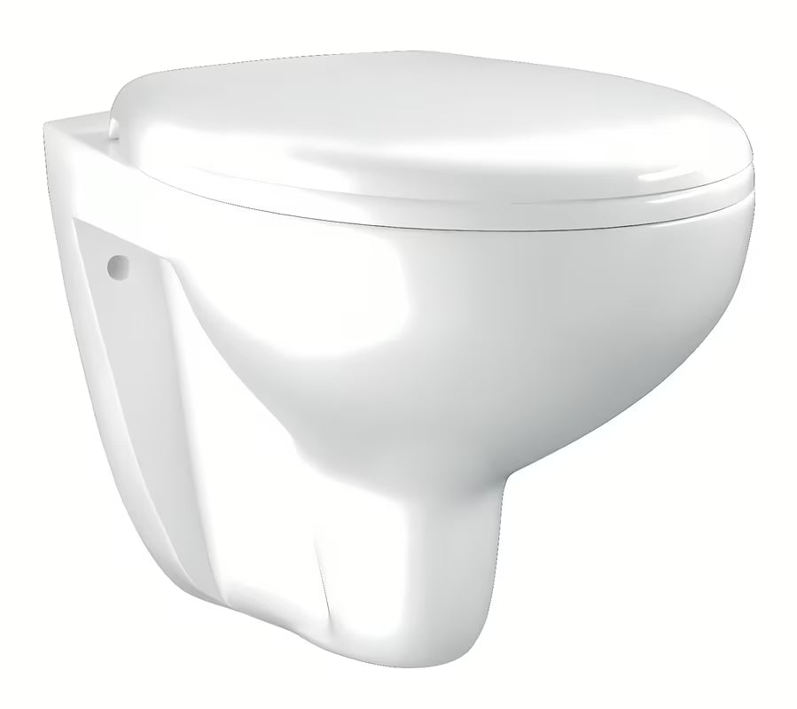 Viseča WC Školjka Grohe Bau Ceramic v beli barvi Alpine White z brezrobno Rimless zasnovo